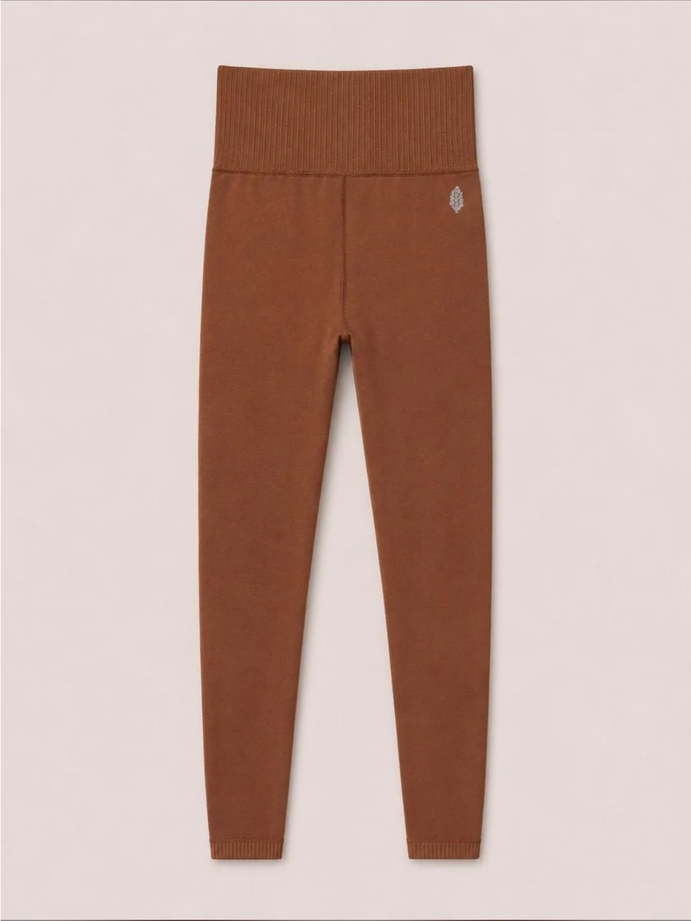 Free People High-Rise Ribbed Waist Leggings — Brown